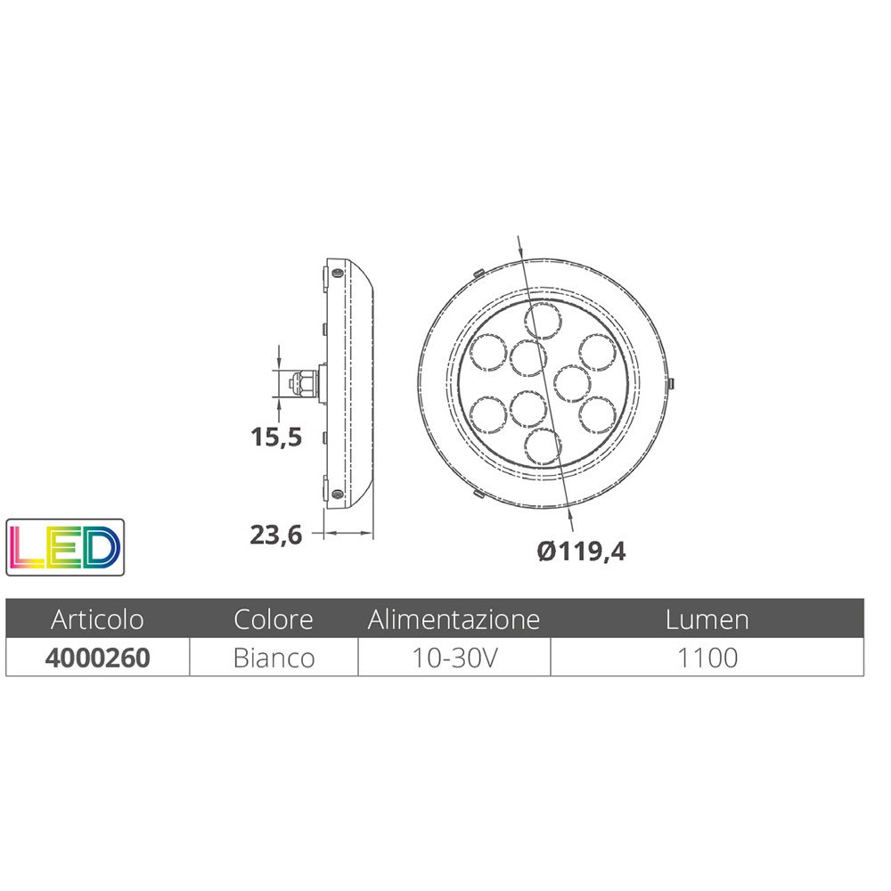 Купить A.a.a. 4000260 IP68 9x3W Круглый подводный светодиодный фонарь Бесцветный White 7ft.ru в интернет магазине Семь Футов