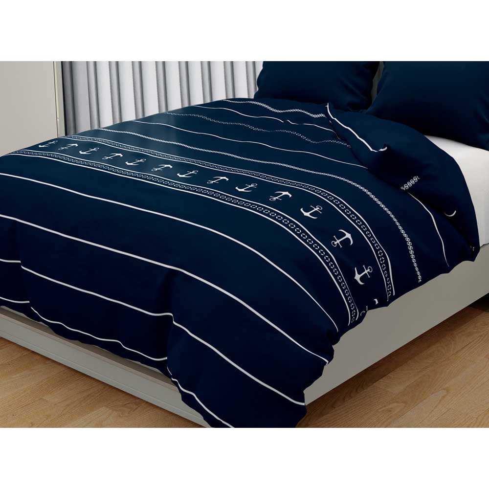 Купить Двуспальное одеяло с наполнителем Marine Business Santorini 53652 2700x2400мм из синего хлопка 7ft.ru в интернет магазине Семь Футов