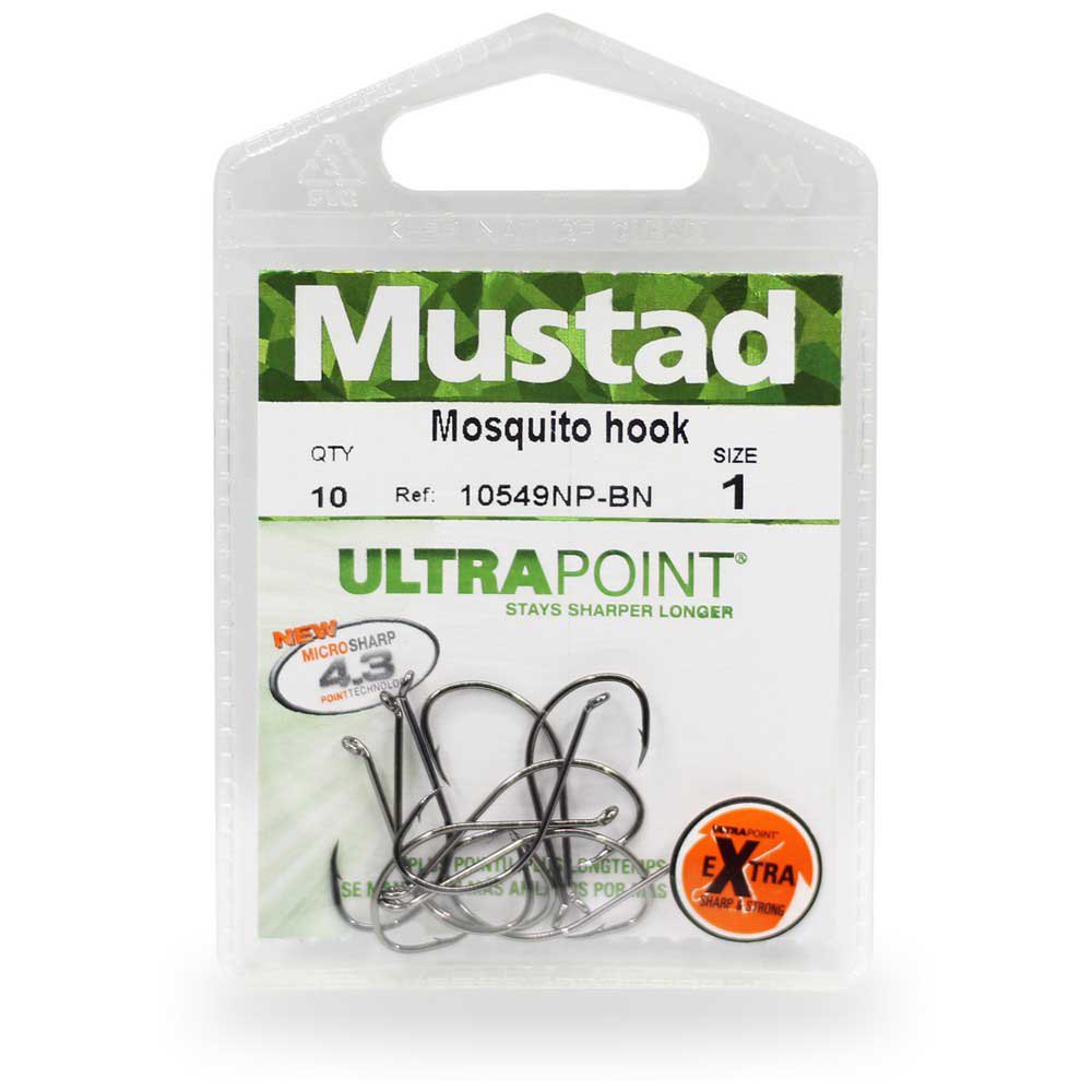 Купить Mustad 10549NP-BN-3/0-U10 Ultrapoint Mosquito Колючий Одноглазый Крючок Черный Black Nickel 3/0 | Семь футов в интернет магазине Семь Футов