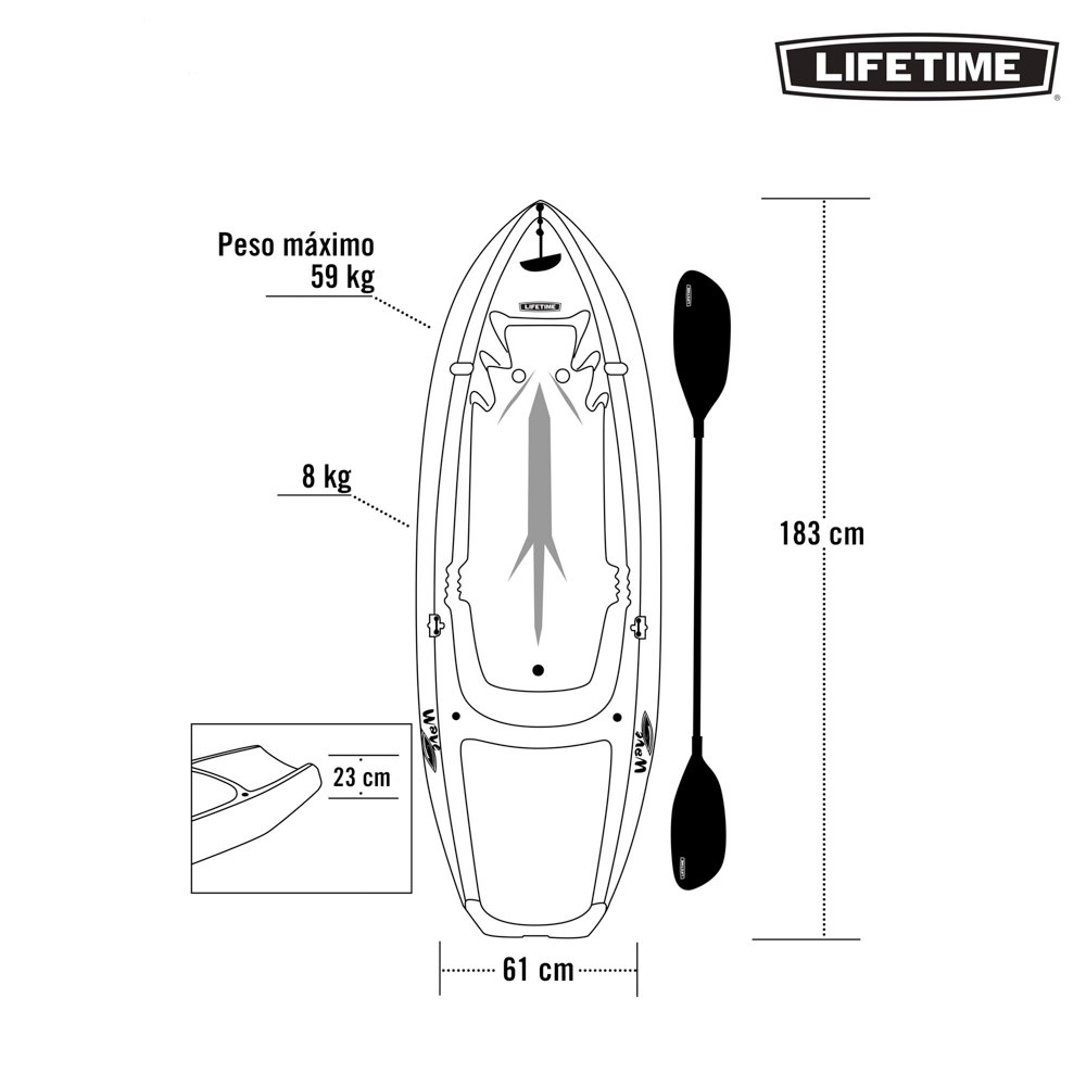 Купить Lifetime 92408 Wave 60 Каяк Желтый  Yellow 183 cm  7ft.ru в интернет магазине Семь Футов