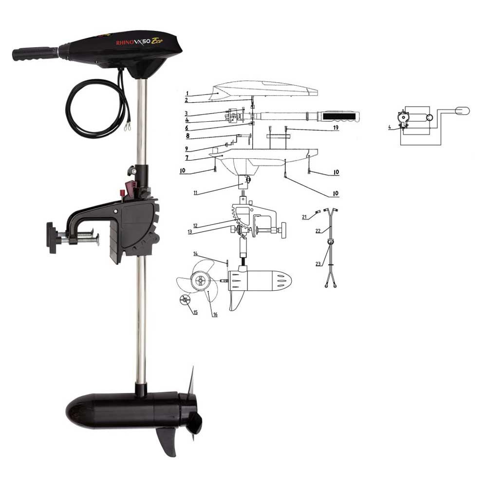 Купить Rhino 9925050 VX 50 Eco Electric Outboard Motor Черный  Black 7ft.ru в интернет магазине Семь Футов