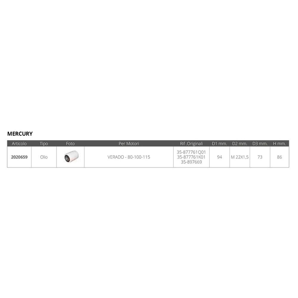 Купить Forniture nautiche italiane 2020659 Mercury 35-877761K01Q01 M22x1.5 mm Масляный фильтр Серебристый White 91 x 81 mm  7ft.ru в интернет магазине Семь Футов