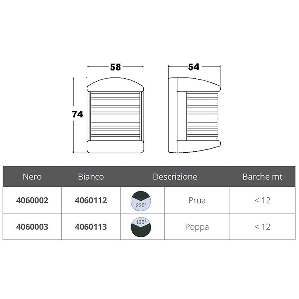 Купить Forniture nautiche italiane 4060003 Zeus 135° 12V Кормовой свет Бесцветный Black 74 x 58 x 54 mm  7ft.ru в интернет магазине Семь Футов