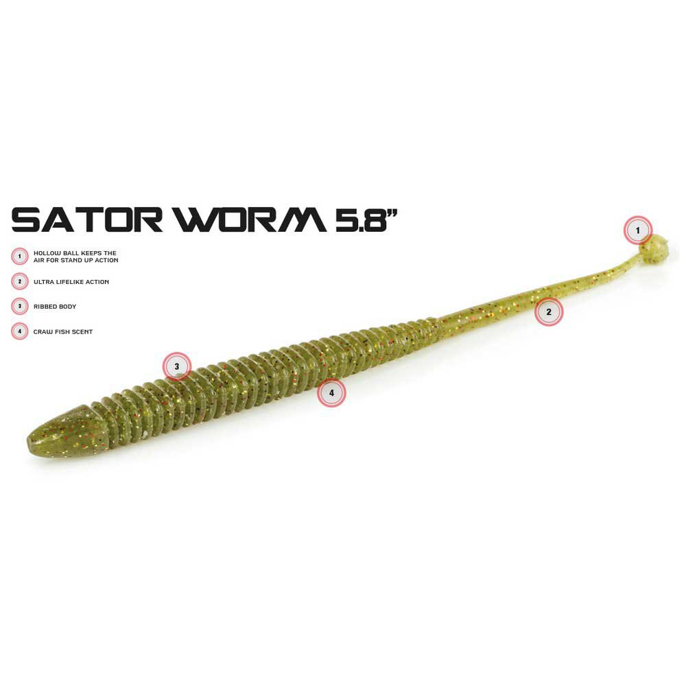 Купить Molix SAW5.8-01 Sator Worm 147 Mm 8 Единицы Многоцветный 01 Green Pumking 7ft.ru в интернет магазине Семь Футов