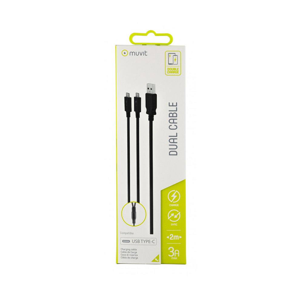 Купить Muvit MUUSC0230 USB-кабель для двойного типа C 3A 2 M Черный Black 7ft.ru в интернет магазине Семь Футов