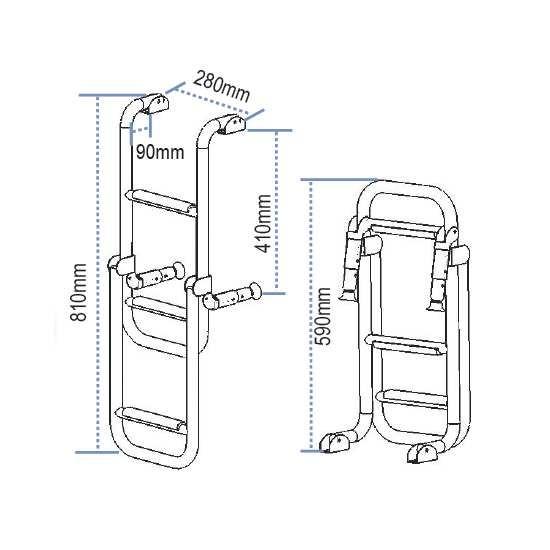 Купить Lalizas 70146 Stainless Steel Folding Серебристый  810 mm 1+2 Steps  7ft.ru в интернет магазине Семь Футов