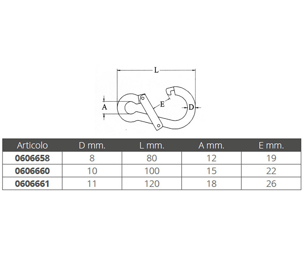 Купить Forniture nautiche italiane 606660 Асимметричный открывающийся карабин Серебристый Silver 10 mm  7ft.ru в интернет магазине Семь Футов